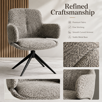 Chaise de salle à manger pivotante haut de gamme en bouclette gris clair marbré, dossier haut et rond, base étoile conique, rotation 360° °   Hôtel Restaurant