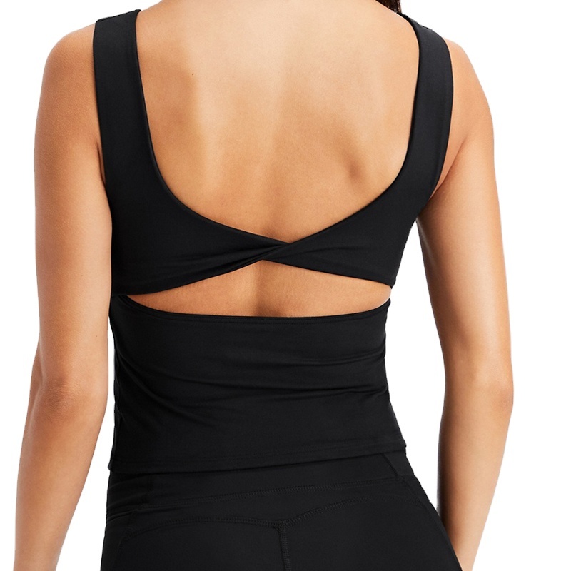 Women Sleeveless Backless Cross Designs Yoga Tank Top Gym Athletic Fitness Vest Quick Dry Workout Shirt