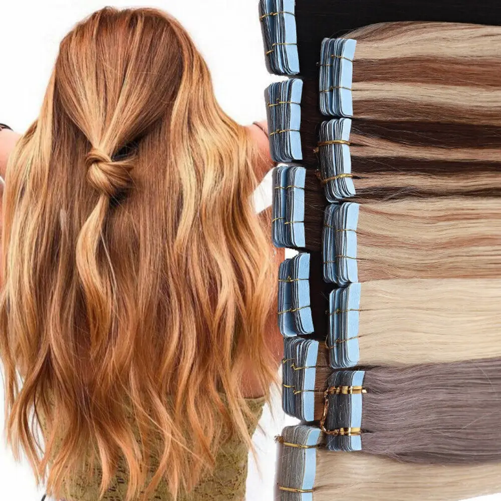 Wholesale 20pcs/pack Natural Tape Hair Extensions Raw Virgin Tape In Hair Extensions Human Tape Hair Extension