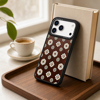 Nouvelle coque de téléphone antichoc et étanche en verre trempé et TPU, motif chinois brun vintage, protection personnalisée