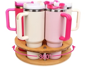 Support de tasses rotatif 30-40 oz, organisateur de gobelets en bois, support pour bouteilles d'eau pour rangement dans les armoires de cuisine - Product Image 1