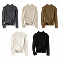 Nouvelle Collection 2026 – Pull Coréen Chic à Col Semi-Montant en Maille Douce et Respirante pour Femme – Coupe Slim – Idéal Automne Hiver – Couche de Base Fine