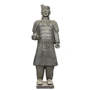 Заводская поставка, солдатская Черная Керамическая цветная фигурка общего назначения, статуя воина из терракотовой ткани