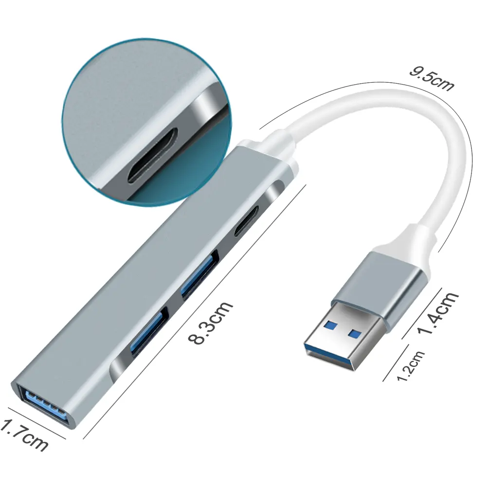 Schlussverkauf Multifunktionshub Extender USB 3.0 por Hub Splitter für Laptop Dockingstation 4 Port USB-Hub