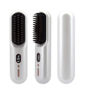 Mini Rechargeable Hair Straightener Ceramic Coating Negative Ion Brush Portable Wireless For Straight And Curly Hair - Product Image 5
