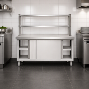 Tavolo da Lavoro per <span class=keywords><strong>Cucina</strong></span> Industriale in <span class=keywords><strong>Acciaio</strong></span> Inox con Ripiano Superiore e Armadietto Inferiore Personalizzabile 201 304 - Product Image 5