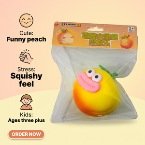 Jouet à presser en forme de pêche, à récupération lente, amusant, pour enfants, anti-stress, boîte de jouets sensoriels - Product Image 1