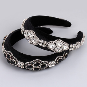 Diademas de Pedrería para Mujer Hua Liyu, Diseño Floral Ovalado Negro, Accesorios para el Cabello, Tocado de Estilo Barroco para Mujer - Product Image 3