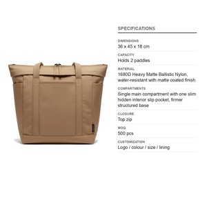 Sac de transport structuré 1680D pour pickleball, capacité 2 raquettes, personnalisable avec logo, vente en gros, pour tennis et padel - Product Image 6