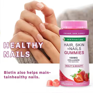 Private Label 60 Gummies Aardbeiensmaak Biotine Supplement Haar Nagel Huidgroei Beer <span class=keywords><strong>Gummy</strong></span> <span class=keywords><strong>Hair</strong></span> Vitaminen - Product Image 3