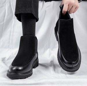 Men's Waterproof Genuine Leather Chelsea Boots with Fleece Lining High Top Design-Trendy Winter Boots - Product Image 4