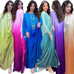 J-16 Abaya Muslim Dress Modest Fashion Soft Shine Forged Bat Robe Abaya Women Muslim Dress