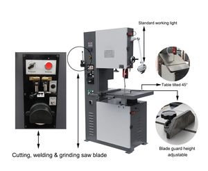 Lebar Bilah Maks. <span class=keywords><strong>3</strong></span>-16mm Pisau Las Kecepatan Variabel 300mm Gergaji Pita Pemotong Logam Vertikal VS300 - Product Image 4