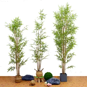 Bonsai de bambu artificial ininflamável, decoração ao ar livre realista de planta de bambu artificial para decoração de jardim