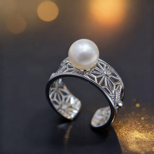 10755DIY Accesorios de Perlas, Anillo de Plata S925 con Base Vacía para Joyería de Oro y Plata, Incrustación Redonda de 11-13 mm, Estilo Moderno y a la Moda - Product Image 2