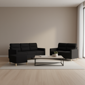 Black Polyester <b>Sofa</b> <b>Set</b> Metal Frame Modern Living Room Furniture - Product Image 2