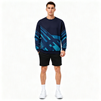 Sweat-shirt à col rond pour homme, personnalisé ODM, sublimation géométrique, imprimé intégral, pour le sport