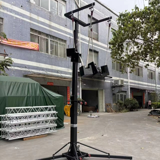 Hand Crank Steel Modular Truss Display Equipment Quick Connect Portable Adjustable Height PA Tripod Stand Lift 200kg Load