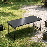 Table pliante portable pour le camping, hauteur réglable, capacité de charge de 60 kg, avec crochets pour barbecue en plein air, pique-nique, camping