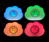 Veilleuse de thermomètre à changement de couleur nuage avec humidité, veilleuse en silicone avec thermomètre hygromètre