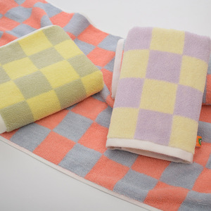 Toallas a cuadros de algodón puro de 34x72cm y 70x140cm, absorbentes, de jacquard, para rostro y baño, para uso doméstico. - Product Image 2