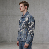 Veste en jean personnalisée pour homme, effet délavé, imprimé graphique, coupe oversize, style vintage streetwear