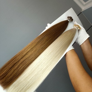 Extensions de cheveux I-Tip en kératine, K-Tip, cuticules intactes, qualité supérieure, 100% cheveux humains russes, double épaisseur - Product Image 1