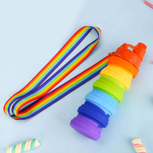 Vente en gros de gobelets pliables en silicone personnalisés, pour le sport en plein air, les voyages, portables, rétractables, couleur arc-en-ciel, tendance, unisexe pour adultes/enfants - Product Image 4