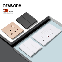 Interrupteurs d'éclairage KLASS à installation facile 220V-250V norme britannique BS avec panneau ultra-fin au toucher agréable pour interrupteurs muraux et prises CE