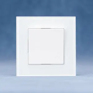 G series Large Glass Panel 1 Gang 1 Way On/Off Rocker Switches EU Plug And Light Switch 3mm Thickness Glass Wall Socket