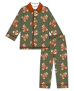 Pyjamas de Noël Assortis pour la Famille Longlv, Imprimé Ours en Peluche, Sans Manches, Écologiques, en Spandex/Polyester, Ensemble de Vêtements de Nuit pour les Fêtes - Product Image 6