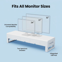 Support de moniteur universel multifonctionnel avec solutions de rangement complètes et plateforme de charge pour appareils