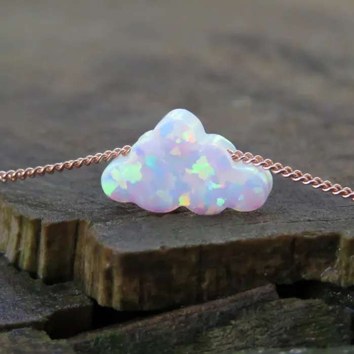 Trẻ Em Hợp Thời Trang Vòng Cổ Quà Tặng Tùy Chỉnh 16 18 20Inches 925 Sterling Bạc Trắng Đám Mây Opal Vòng Cổ