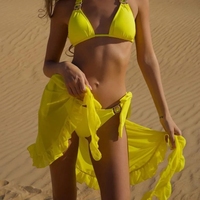 Vrouwen Sarong Bikini Cover-Ups Rokken Alle-Match See Through Strand Wrap Rok Zomer Effen Kleur Sarong beachwear Voor Vakantie