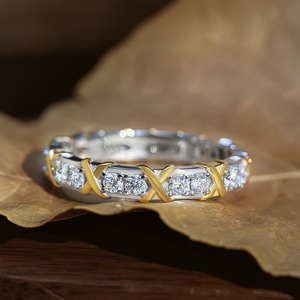 Anillos de Eternidad VV S Moissanite de Dos Tonos, Plata de Ley 925, Chapados en Oro de 18K, Joyería Linda para Mujer, Anillos de Compromiso y Boda - Product Image 5