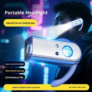 Linterna frontal de larga duración con batería de litio magnética desmontable, luz de inducción para gorra de pesca nocturna, luz potente montada en la oreja - Product Image 2