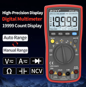 Multimètre numérique ZOYI ZT219 True RMS 19999 affichages LCD rétroéclairé, mesure automatique et manuelle de tension AC/DC, courant et résistance - Product Image 2