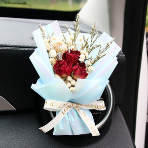 Bouquet di <span class=keywords><strong>Rose</strong></span> Stabilizzate Piccolo, Fatto <span class=keywords><strong>a</strong></span> Mano, Fiore Secco Eterno, Decorazione per Bocchetta dell'Aria Auto, Regalo Romantico per Fidanzata, Moglie, Casa - Product Image 3