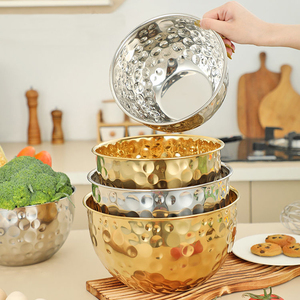 Ciotole Impilabili in <span class=keywords><strong>Acciaio</strong></span> Inox Martellato e Lucidato, Stoviglie Moderne di Lusso Ecologiche per Casa, Ristorante e Bar - Product Image 4