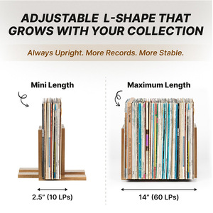 Wooden <b>Record</b> <b>Rack</b> Expandable Vinyl Storage Organizer For Cd And <b>Records</b> - Product Image 4