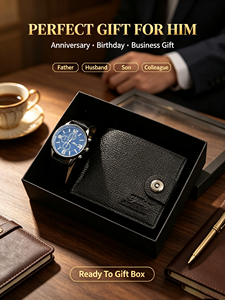 Hot Selling 2026 Men's Gift Set 2 1 Business Quartz Watch Leather Wallet Combo Exquisite Box Packed <strong>Birthday</strong> <strong>Present</strong> Model M2302 - Product Image 4