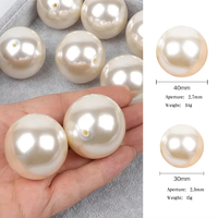 Perles rondes en ABS de 30/40 mm en gros, grandes perles imitation perle avec trou pour la fabrication de bijoux, décoration de mariage, colliers DIY
