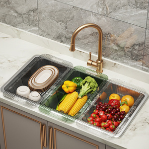 ตะกร้ากรองน้ำแบบปรับได้ 3-in-1 สำหรับวางเหนืออ่างล้างจาน ล้าง-กรอง-ตาก - Product Image 2
