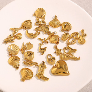 Diy Accessories 18k Gold Sail Cloth Shoes Iron Tower Bear Wolf <strong>Tooth</strong> Guitar Pendant Stainless Steel <strong>Charms</strong> Pendants For Necklace - Product Image 3