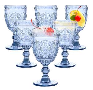 Verres à vin bleus <span class=keywords><strong>champagne</strong></span>, gobelets vintage, verres à eau et à jus colorés en relief – Vente en gros pour mariages et fêtes, best-seller - Product Image 1