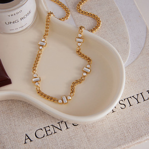 Collar de Cristal con Incrustaciones Geométricas de Diamantes de Imitación, Joyería para Mujer de Uso Diario - Product Image 4