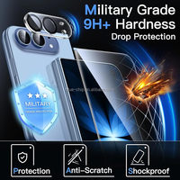 Lot de 2+2 protections d'écran en verre trempé HD ultra-fin 9H pour objectif d'appareil photo avec cadre d'installation pour iPhone 18 Duo 17 Pro Max