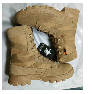 Bottes de combat et de randonnée TSB05 en cuir pleine fleur véritable et daim, avec manchons en toile Oxford respirante et légère - Product Image 2