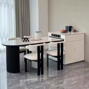 Mesa de Comedor Ovalada Blanca Moderna y Duradera con Base Negra y Juego de 6 Sillas a Juego para Diseño de Cocina Minimalista - Product Image 1