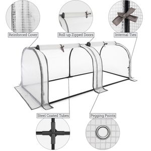 Invernadero de Dos Secciones para Plantas de Exterior, Cubierta de Polietileno, Túnel Elevado con Marco Metálico, Diseño Moderno para Jardín y Uso Doméstico - Product Image 3